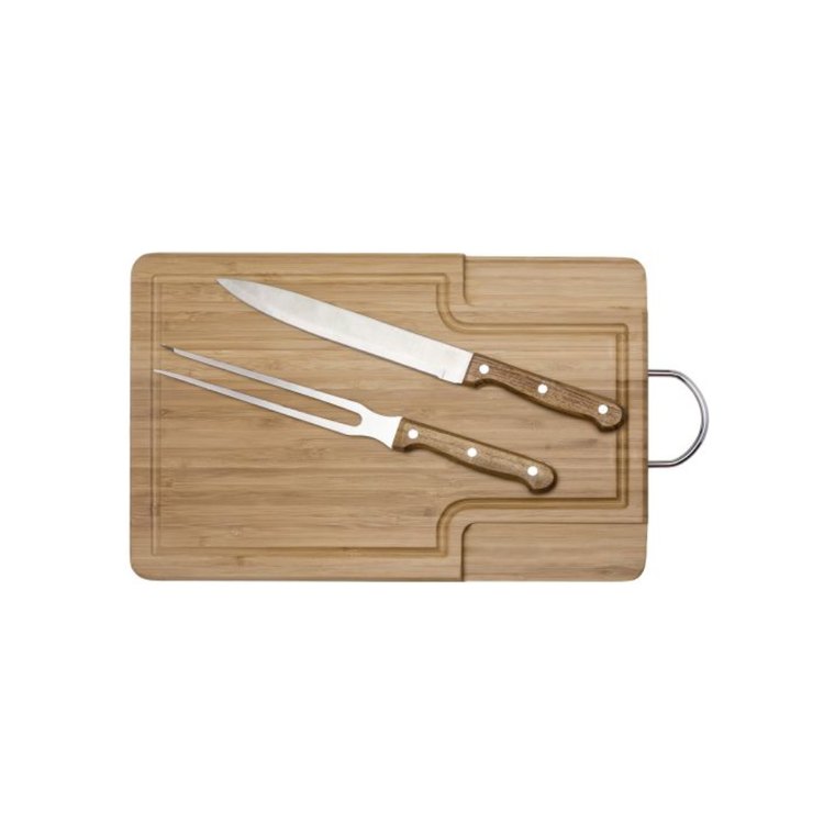 Tabla Madera C/cuchillo y Tenedor Asador
